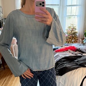 Cloth & Stone Denim Blue Blouse